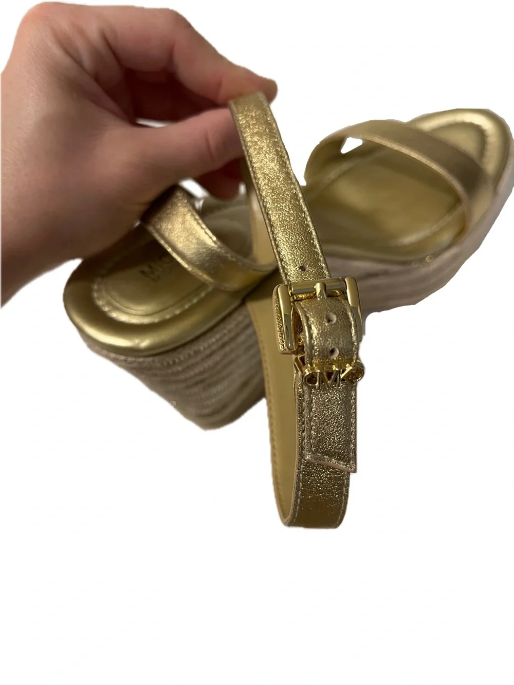 Michael Kors Metallic Gold Espadrille Wedge Sandals Platforms Women’s Size 8.